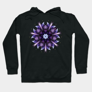 Abstract Flower Kaleidoscopic Pattern In Blue Violet Hoodie